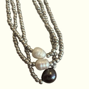 Pearl Trio Necklace Adjustable 16-20”